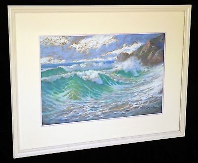 1920s California Pastel Painting "Surging Surf" by Dick Gremke (1860-39) (***)