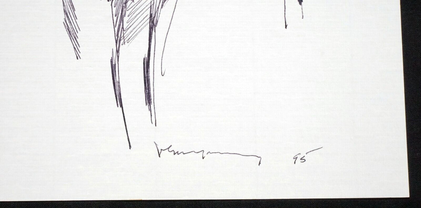 '95 Chinese Hawaii Abstract Drawing "Figures" John Chin Young (1909-1997)(SaJ)24