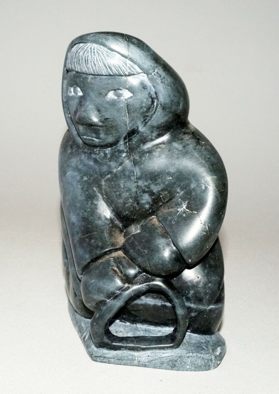 2002 Inuit Eskimo Stone Carved Figure Joanassie Omayualuk Inukjuak (b.1934)(CLB)