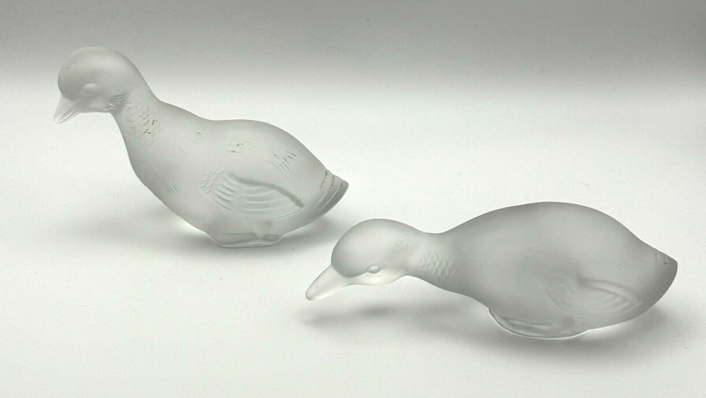 Set of 2 Vintage French Baccarat Crystal Duck Figurines (TuC)