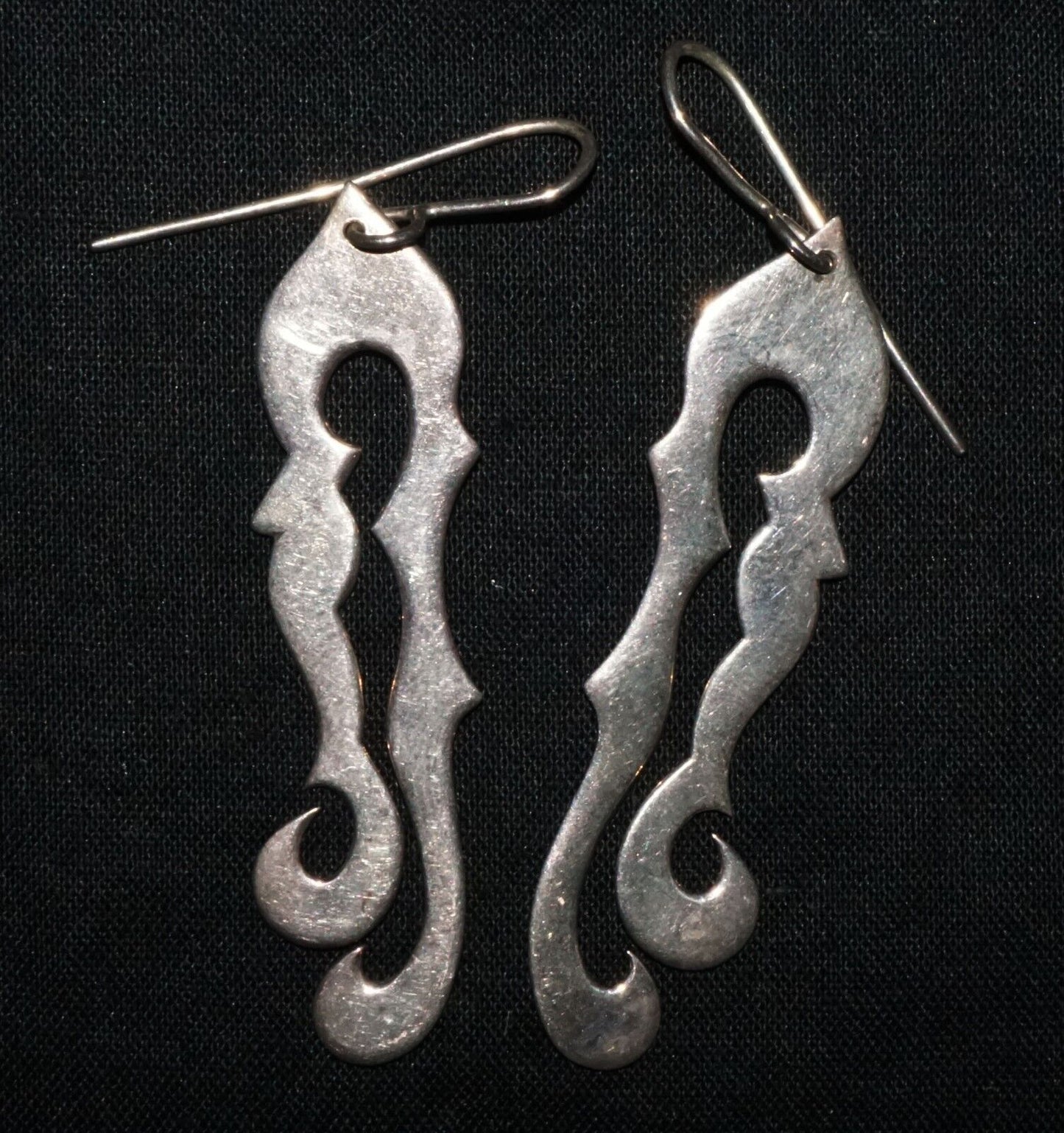 Hawaii Modernist Scroll Motif Sterling Silver Earrings by Stephen Geritz (WoJ)
