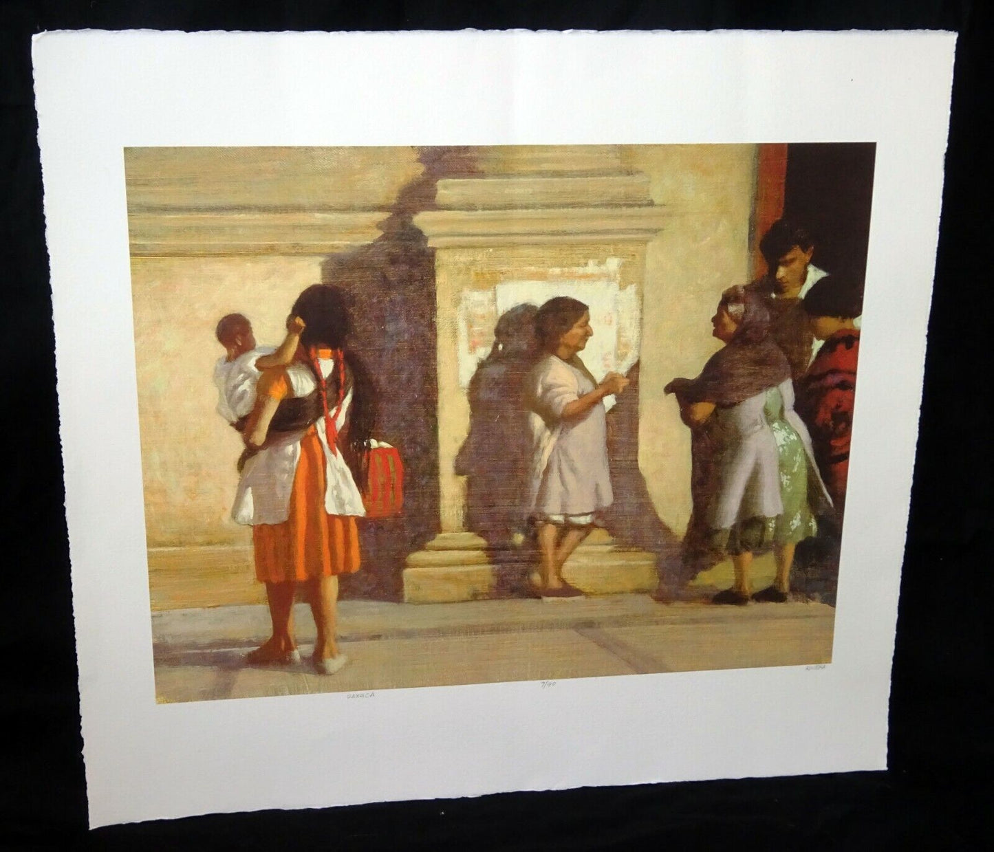 Vintage US Print 7/40 Street Scene "Oaxaca" by Elias Rivera (1937-2019)(DoC)