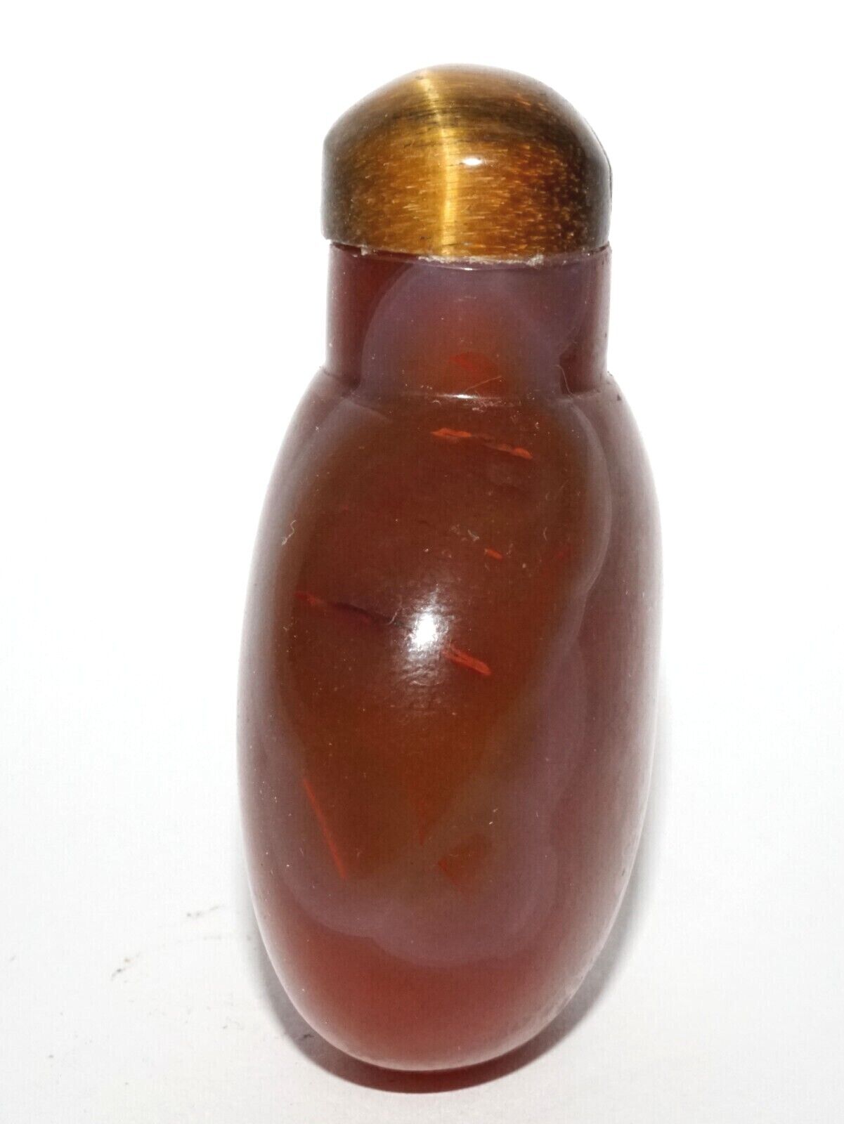 Vintage Chinese Red Banded Agate Snuff Bottle & Tigereye Stopper (LeS) G16