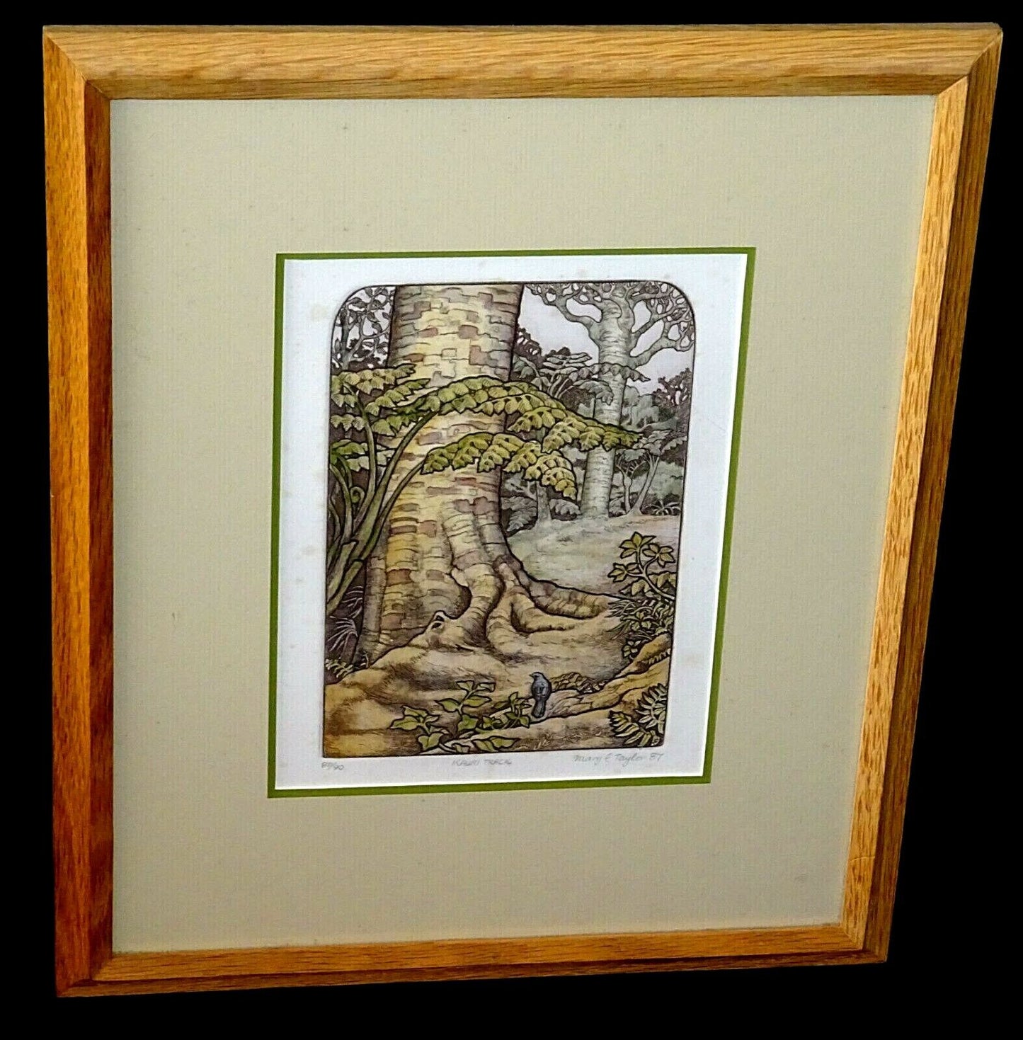 1987 New Zealand Etching Print "Kauri Track" by Mary E. Taylor (b.1948)(ScD)