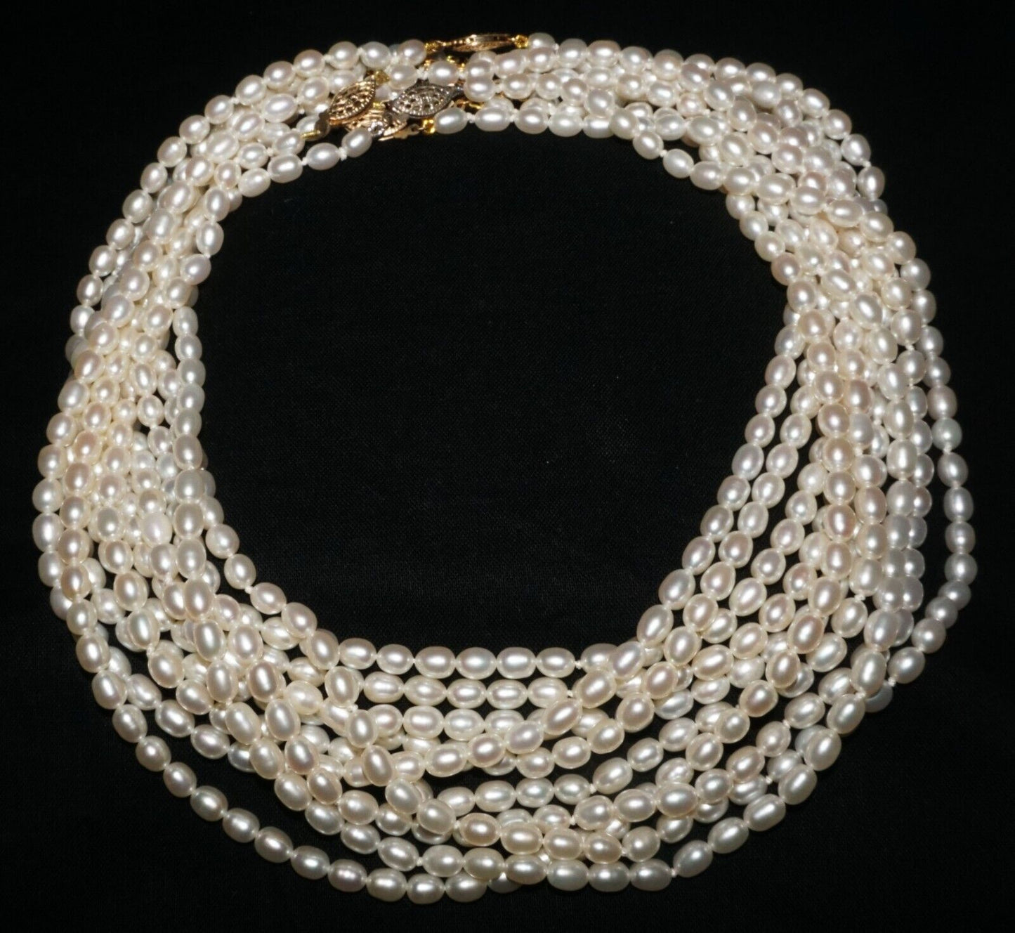 10Pc Vintage Pearl Choker Necklaces w Filigree Silver, Gold Plated Clasps (AHB)2