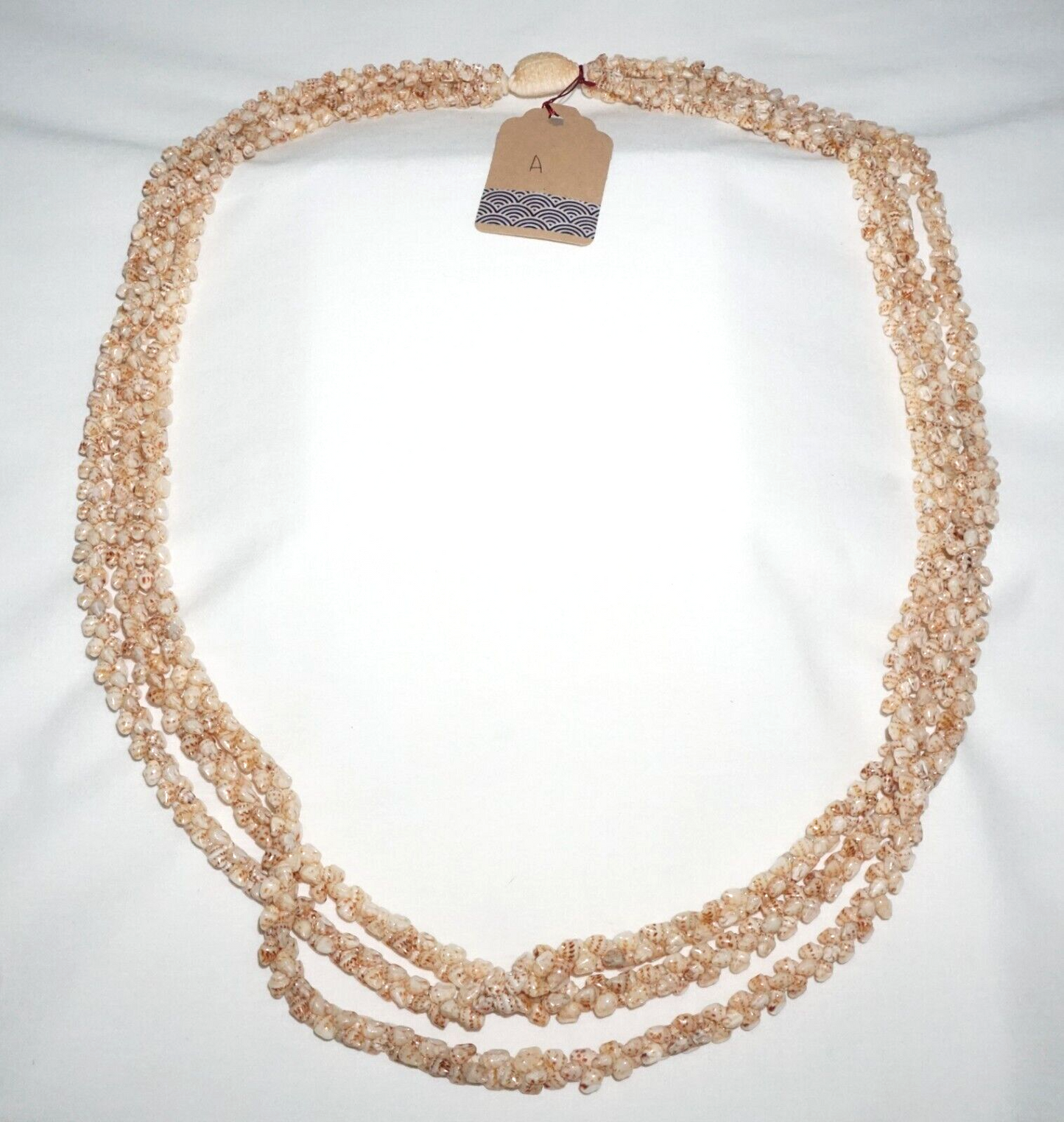 Vintage Hawaii 3x Strand Pikake Style Spotted Brown Niihau Shell Necklace (KiA)A