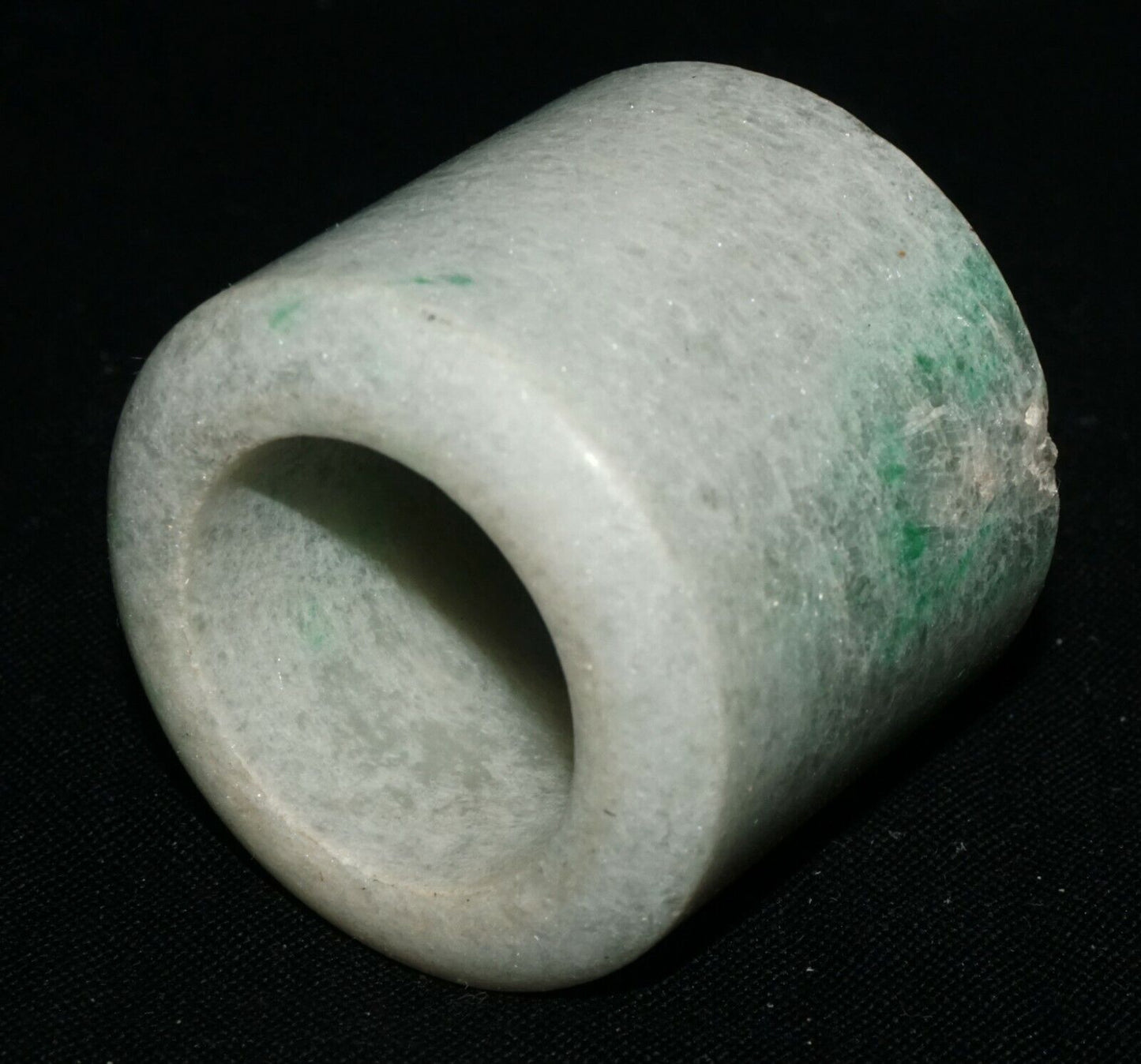 Vintage Chinese Jadeite Jade Archer Ring Sz.12.5 w. Green Markings (LeS)G2