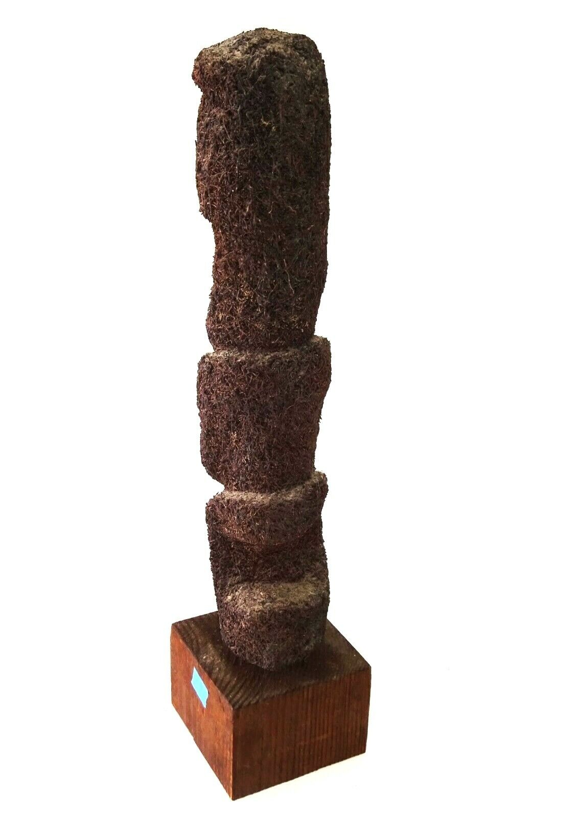 Pacific Vanuatu Tree Fern Carved Tiki Moai Female Figure on Stand (ScD)