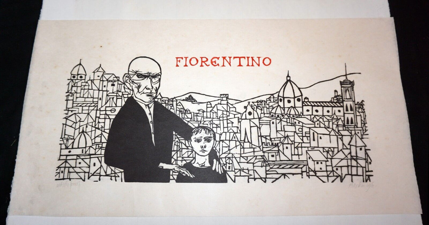 1952 US NY Block Print A.P. "Fiorentino" by Leonard Baskin (1922-2000)(Mod)