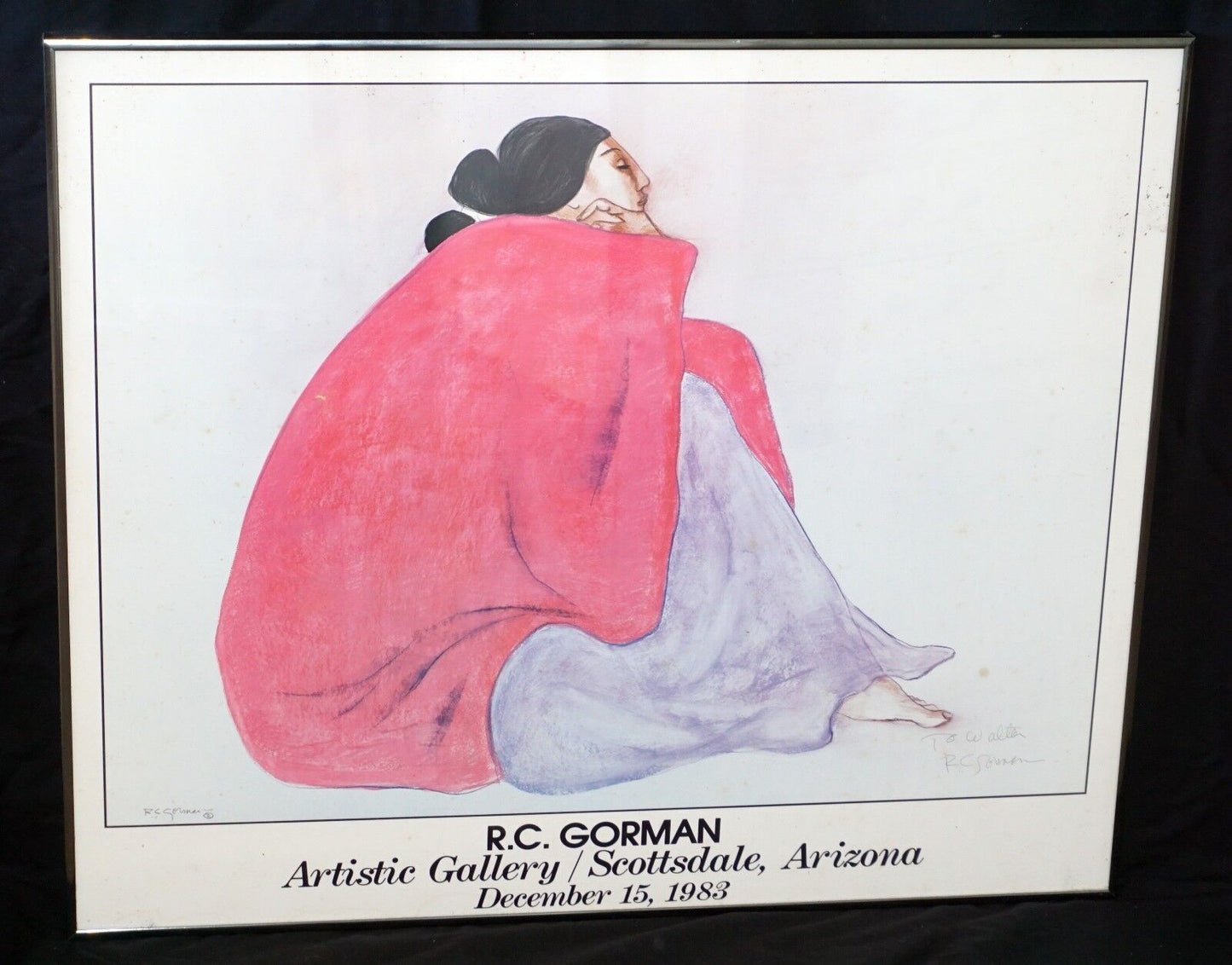 1983 Arizona Framed Poster Print "Native Woman" Hand-signed by R.C. Gorman (Doa)