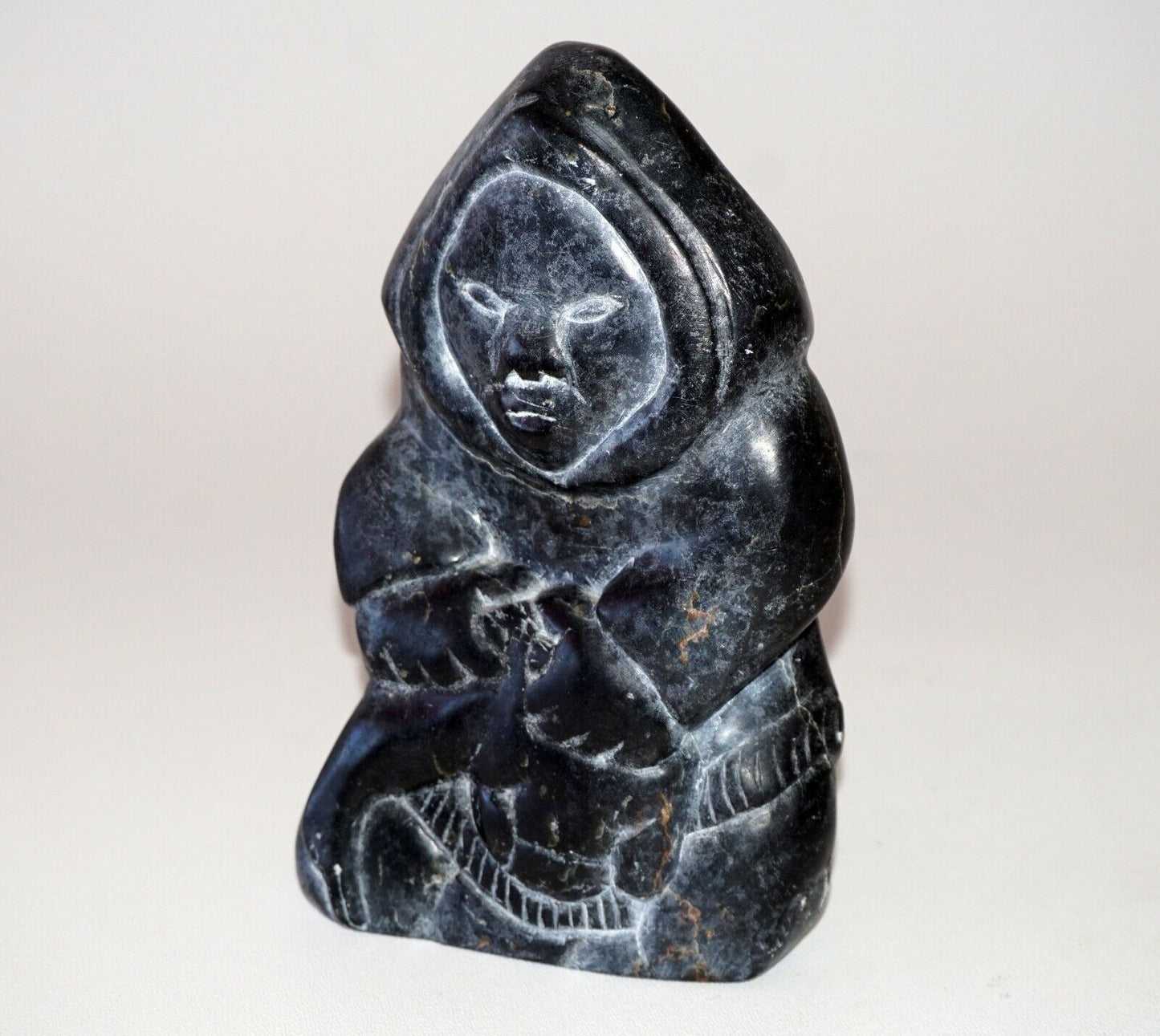 1970s Inuit Eskimo Large Stone Carved Hunter Simeonie Weetaluktuk (b.1921) (Kor)