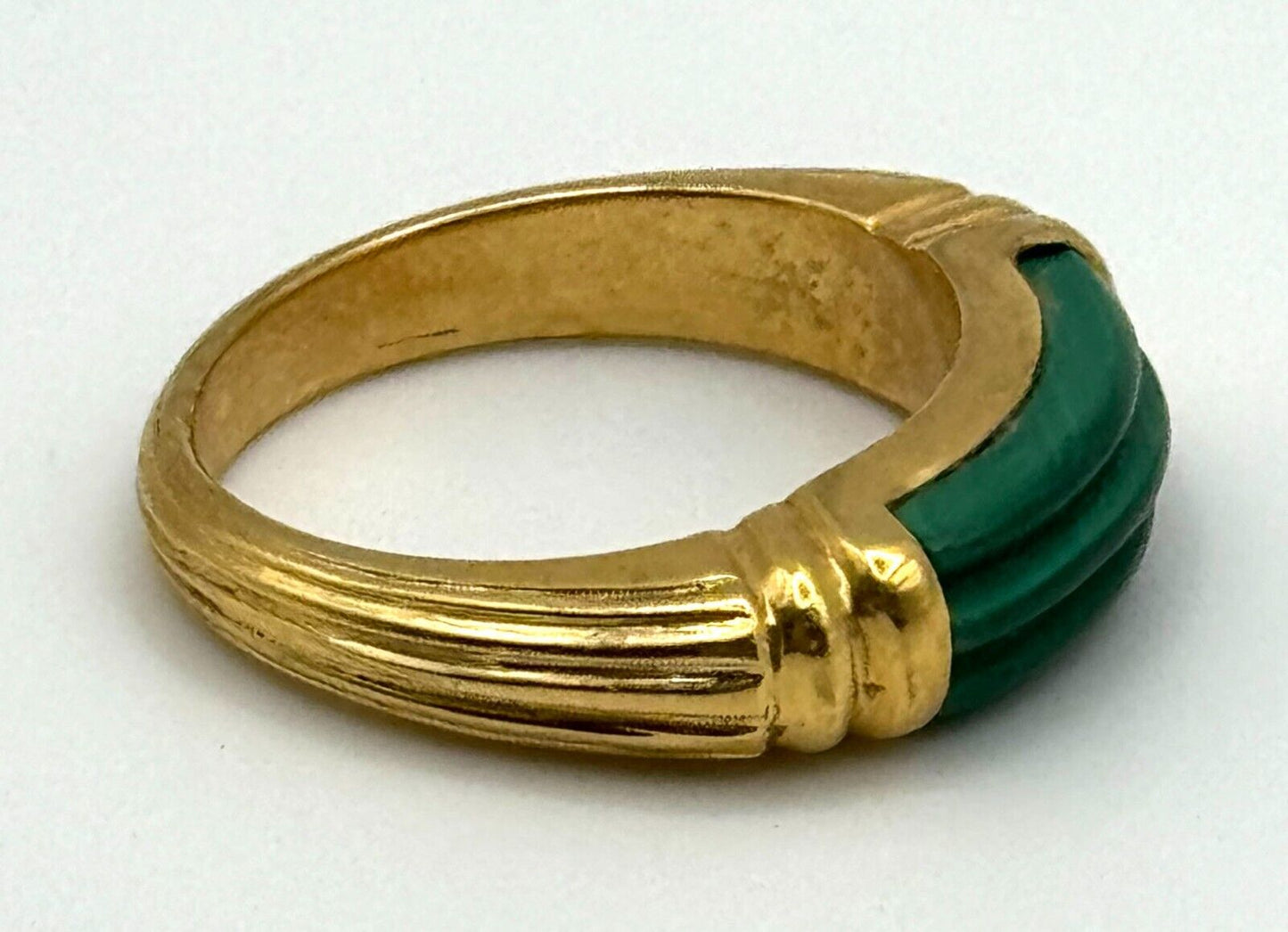 Vintage 18k Yellow Gold Malachite Inlay Ring Sz. 7 3/4 (NeW)