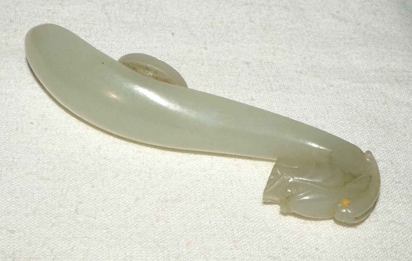 Antique Chinese Grey Green Nephrite Jade Dragon Belt Hook (UVi)#19