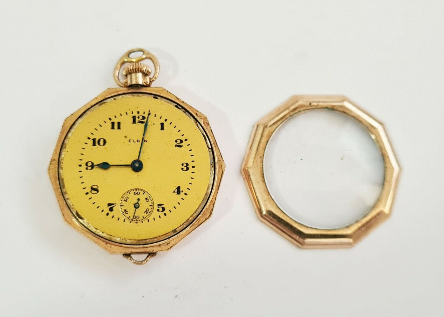 1927 US Gold Plated Open Face Ladies Half Hunter Pocket Watch by Elgin (AHB)