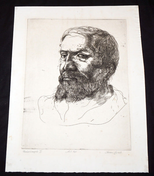 '64 California Etching Print Michelangelo III by Thomas Cornell (1937-2012)(Mod)