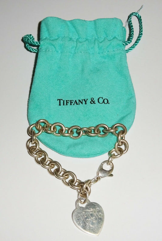 Vintage US Sterling Silver Heart Tag Oval Link Bracelet by Tiffany & Co. (HoP)