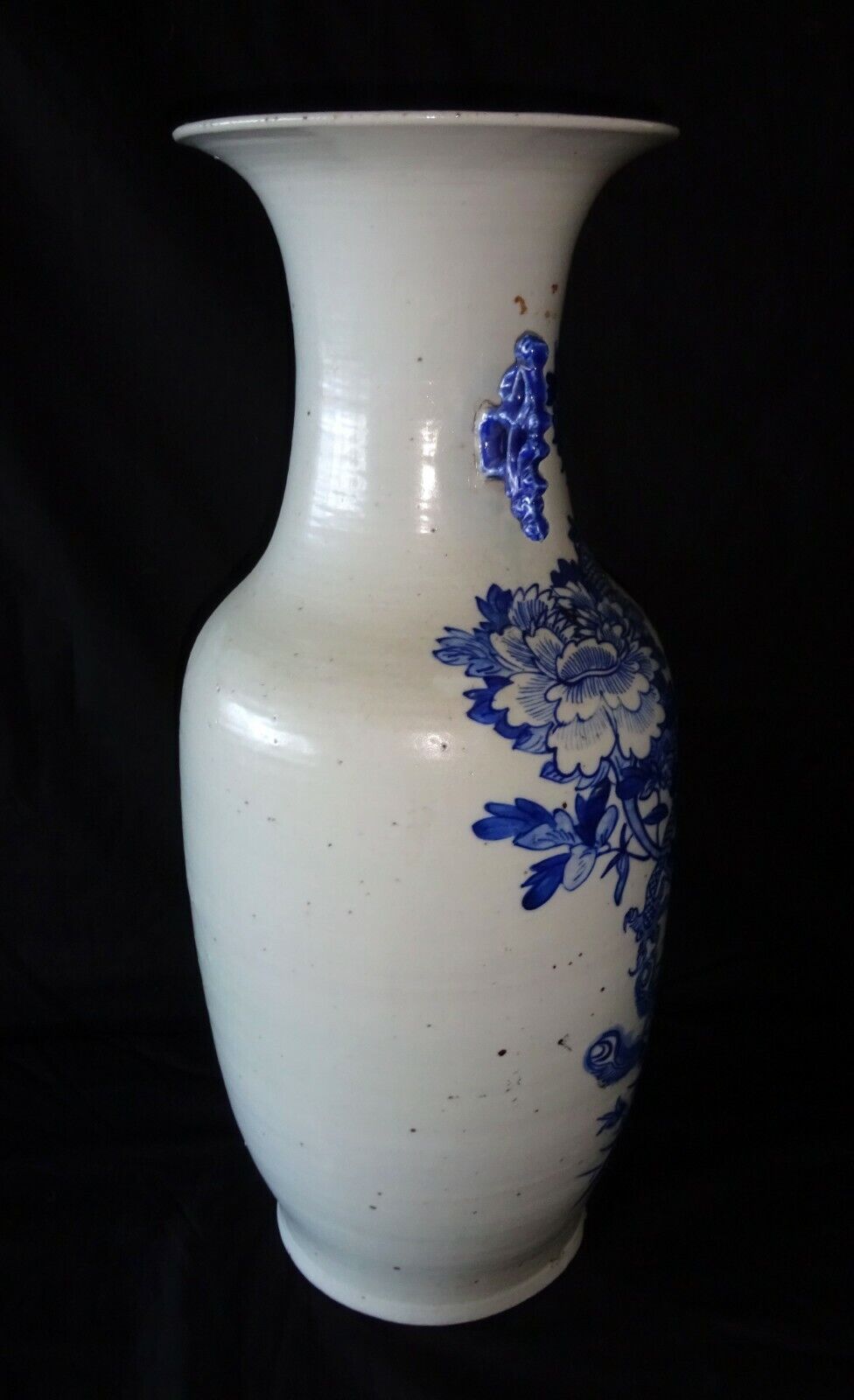 19C Chinese Porcelain B&W Vase w. Dragon & Phoenix & Pearl Motif (HeN)#2 IC