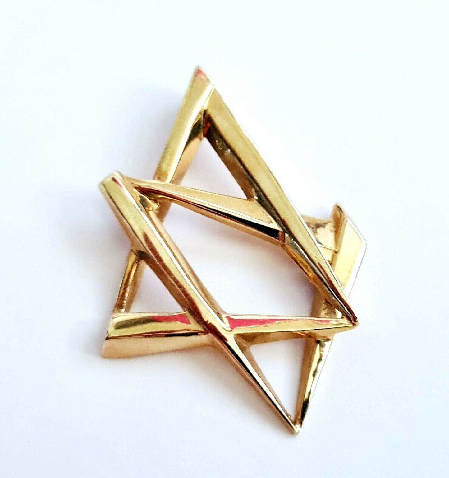 Vintage Modernist 14k Yellow Gold Abstract Star of David Pendant Charm (NaD)#20e