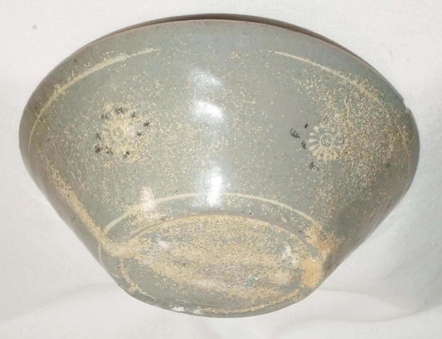 14C Korean Koryo Inlaid Pottery Bowl Celadon Glazed w. Floral Designs (JSt)1 IC