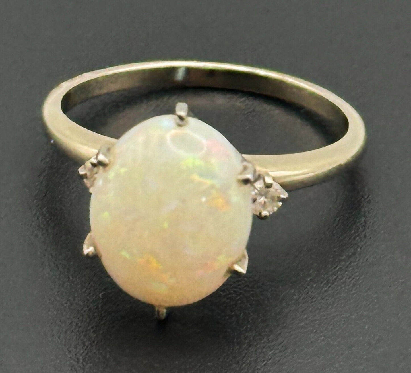 Vintage 14k Champagne Gold Ring w Opal Cabochon Sz.8.25 (NeW)