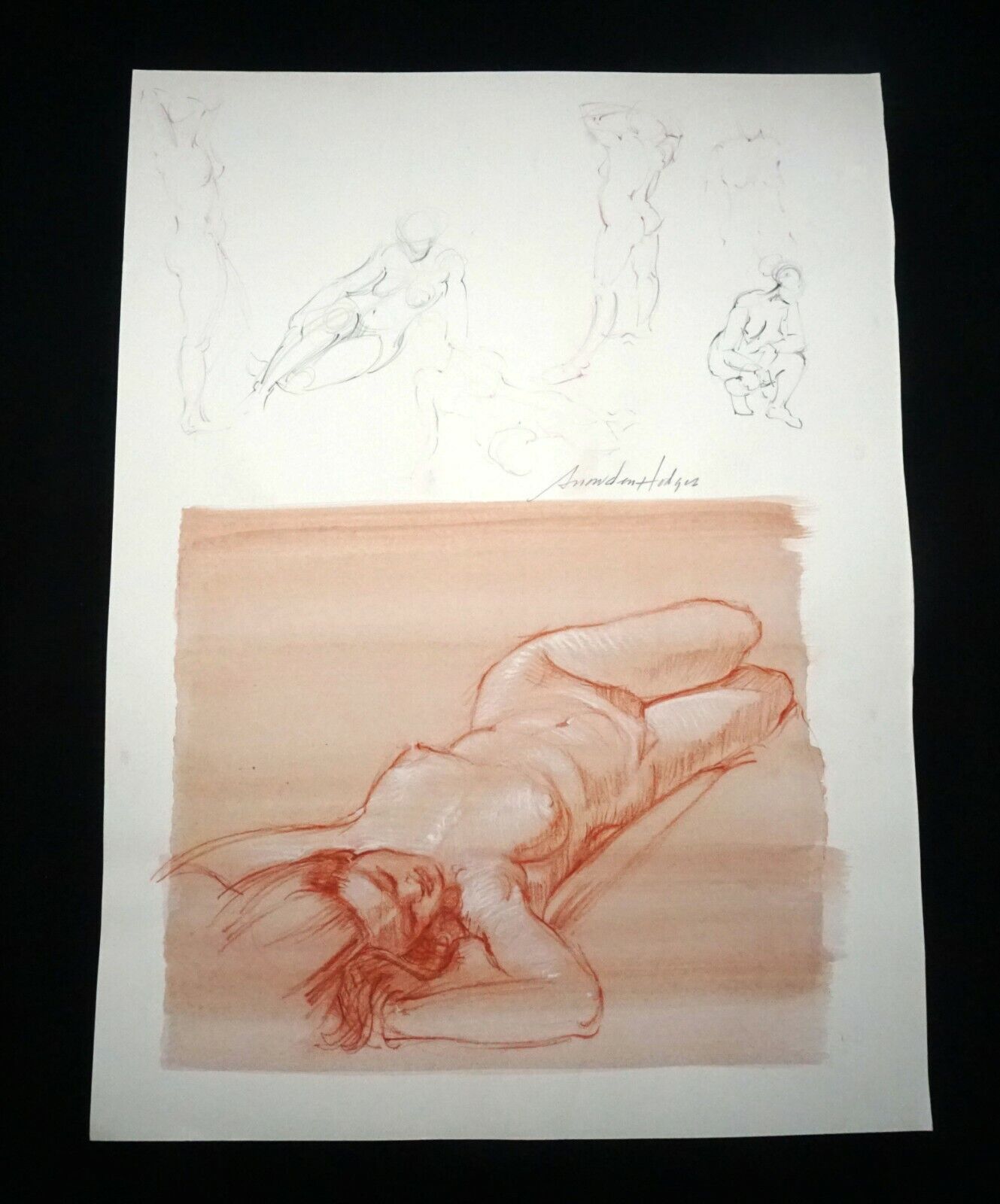 Hawaii Mixed Media Wash Painting Sleeping Female Nude Snowden Hodges (Sho)#112