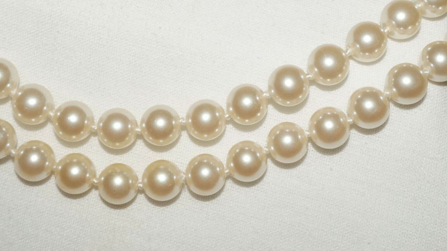 Vintage Costume Faux Pearl Necklace 40" w. Gold Platted Clasp (FeD)#3