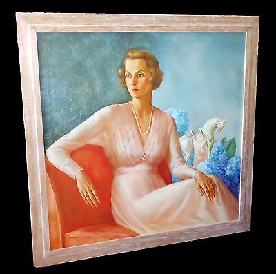 1941 Hawaii Framed Oil Painting Portrait of a Lady by Lloyd Sexton (Geo)