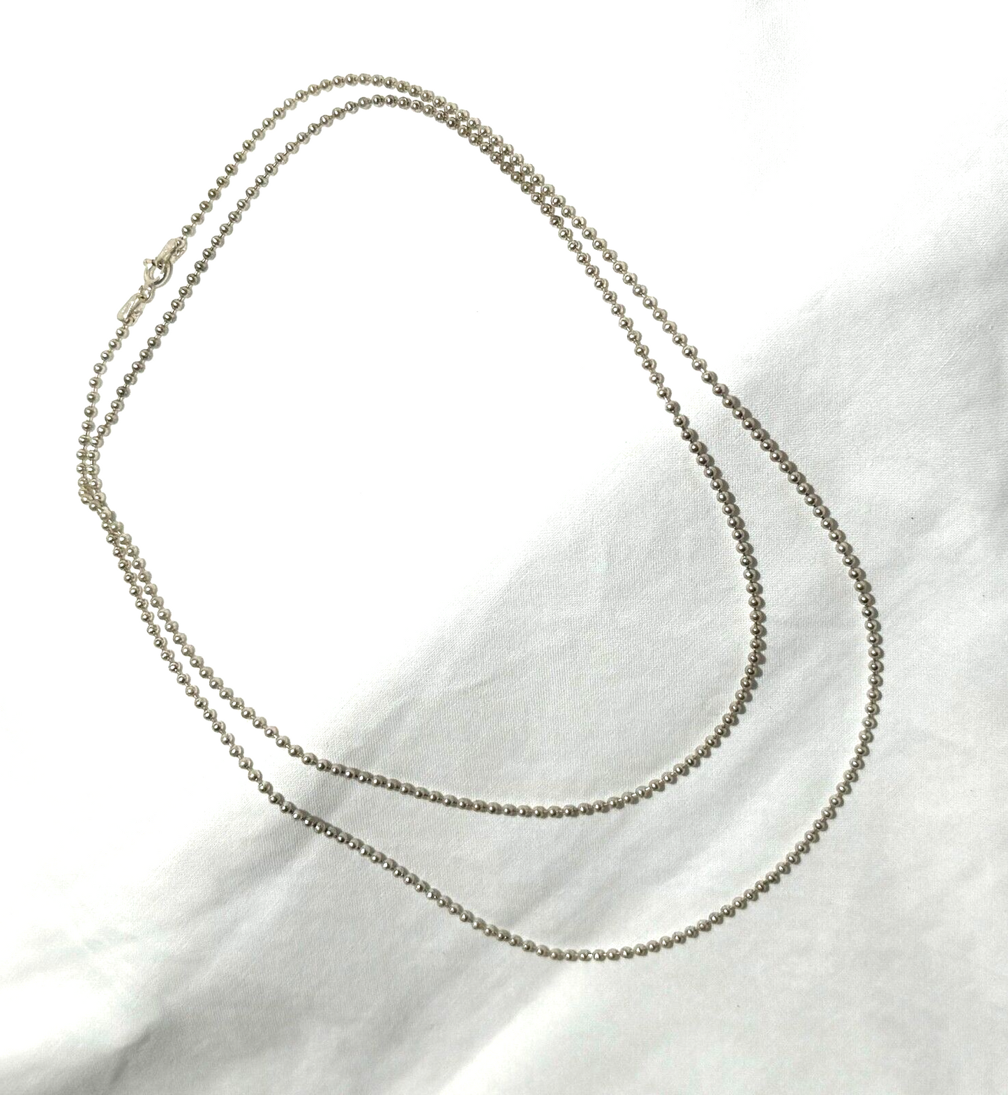 Italian Sterling Silver 925 Bead Necklace 29.5" w Spring Clasp (KiL)24