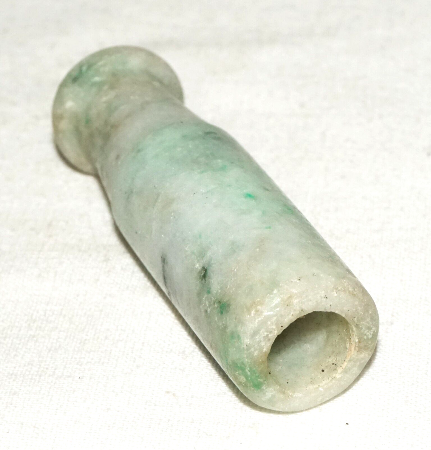 Vintage Chinese Jadeite Jade Carved Cigarette Holder Pendant (LeS)L24