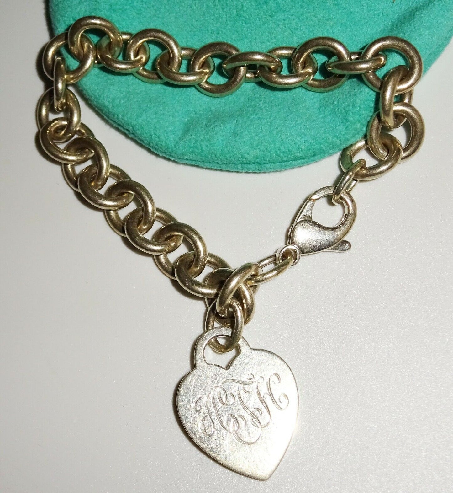 Vintage US Sterling Silver Heart Tag Oval Link Bracelet by Tiffany & Co. (HoP)