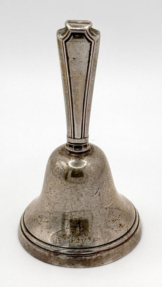 Vintage Sterling Silver Classic Handbell w Geometric Handle (WeP)