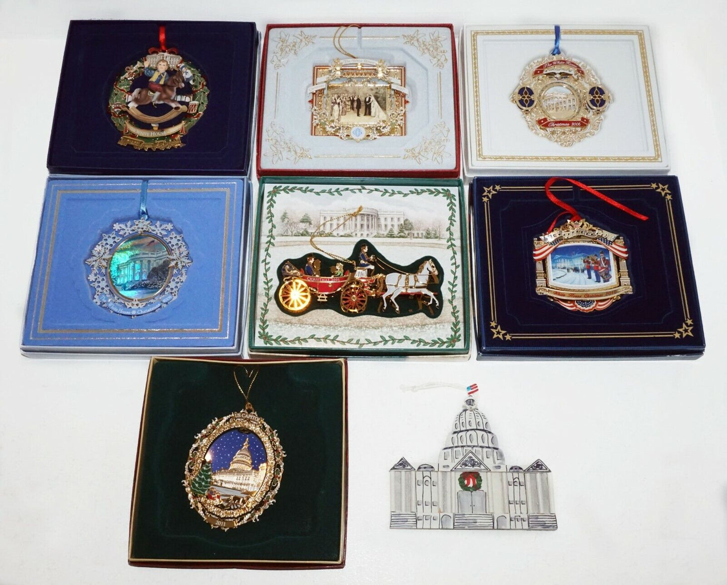 7+1Pc White House Historical Association Christmas Ornaments 2001-2011 (ZaG) #1