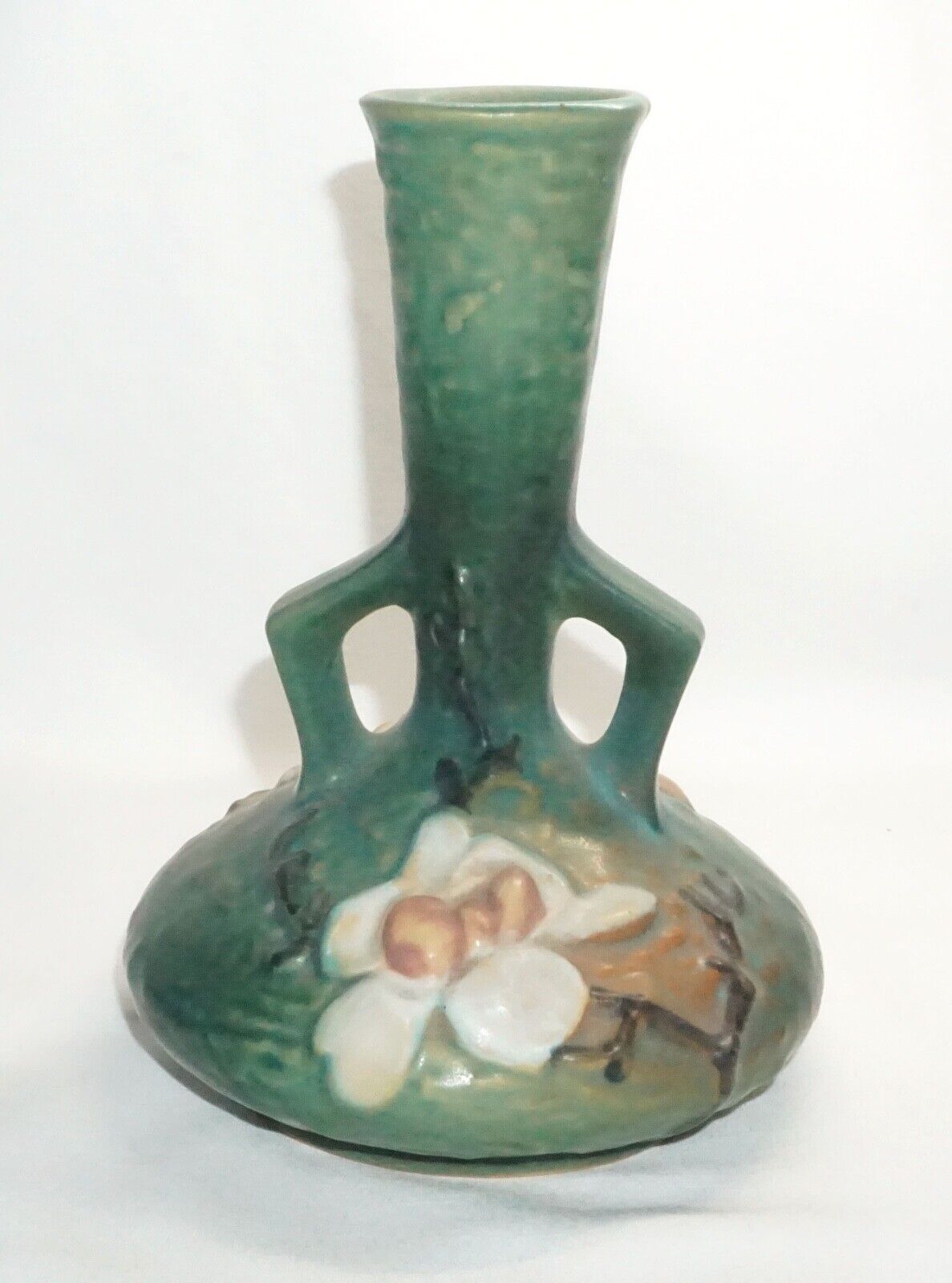 Vintage Roseville 179-7 Green Magnolia Vase Mint Condition (NeW)