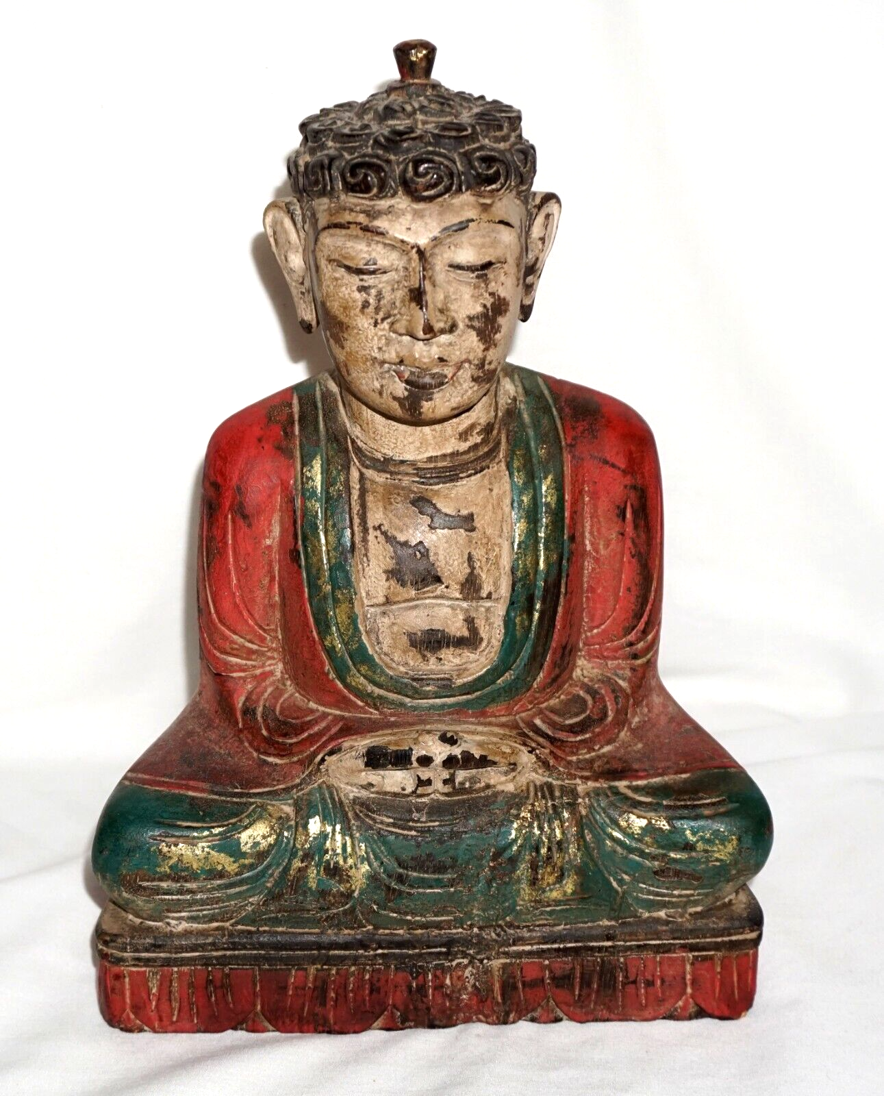 Vintage South East Asian Carved Seated Buddha Sculpture (AHB)