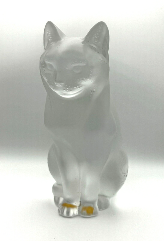 Vintage French Lalique "Chat Assis" Crystal Cat Figurine (TuC)