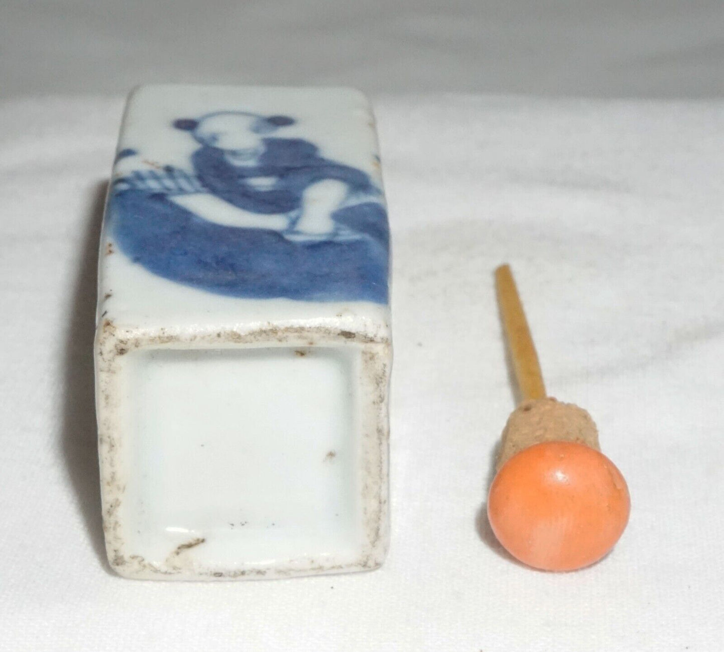 Antique Chinese B&W Porcelain Snuff Bottle w. Figure in Landscape Motif (LLA)