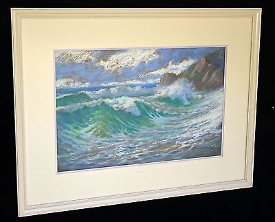 1920s California Pastel Painting "Surging Surf" by Dick Gremke (1860-39) (***)