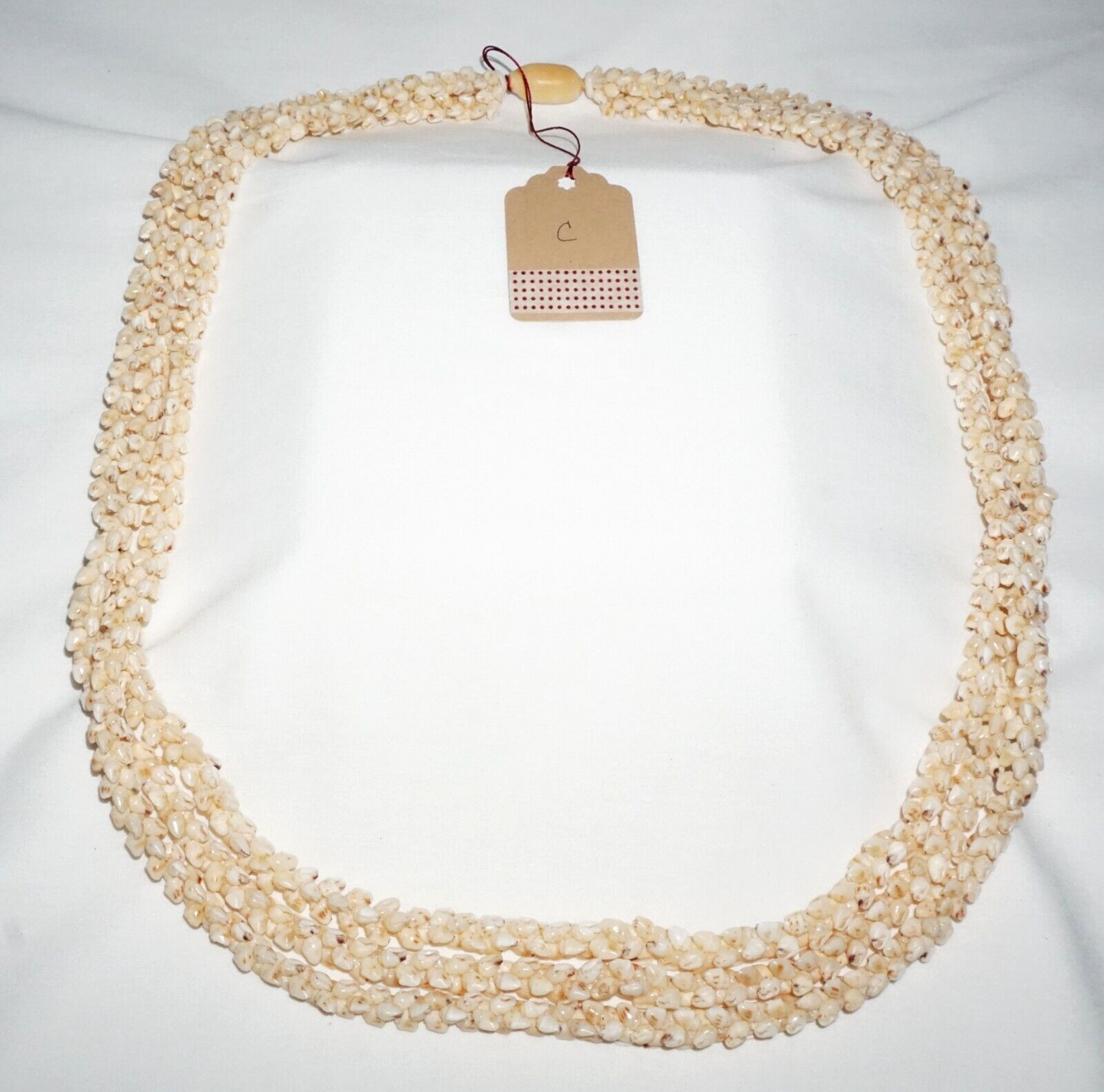 Vintage Hawaii 3x Strand Pikake Style Spotted White Niihau Shell Necklace (KiA)C