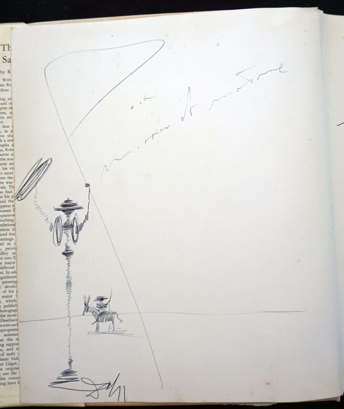 '60s Original Pen & Ink Drawing in a Book of Don Quixote by Salvador Dali (WaG)