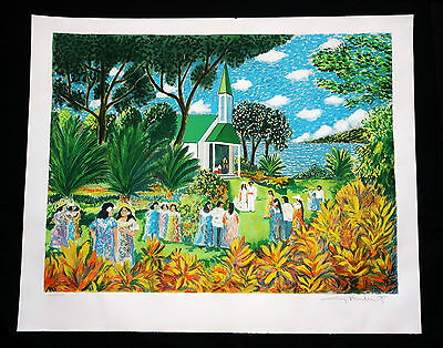 1980s Hawaii Lithograph Print 223/300 "Kona Wedding" by Guy Buffet (Lol)