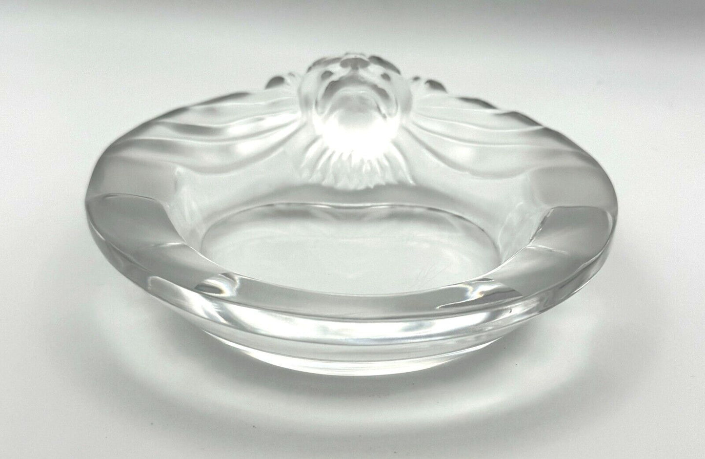 Vintage- French Lalique Crystal Lion Ashtray or Valet / Jewelry Dish