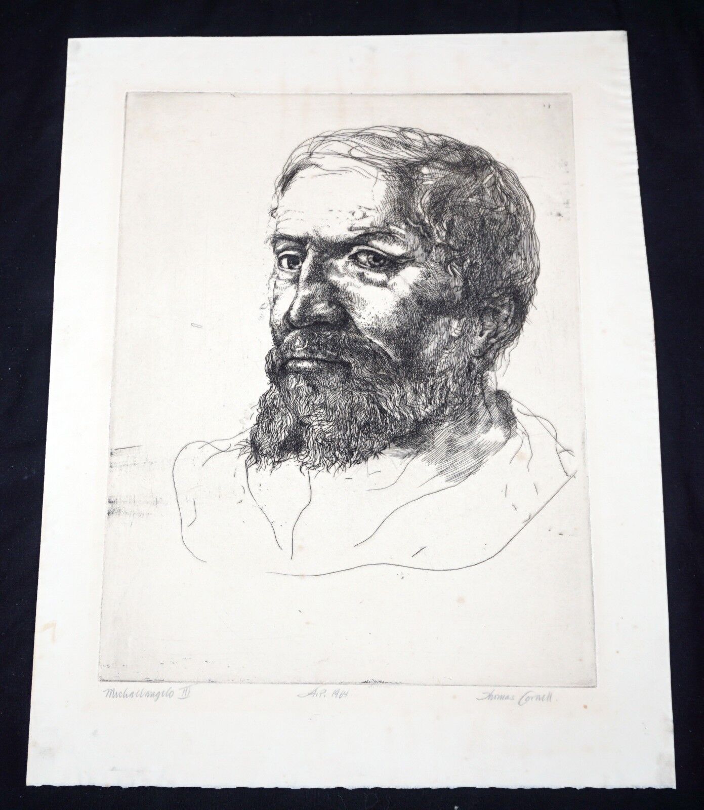 '64 California Etching Print Michelangelo III by Thomas Cornell (1937-2012)(Mod)