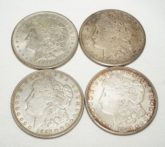 4Pc 1921 US Circulated $1 Silver Morgan Dollar Coins (KiL)