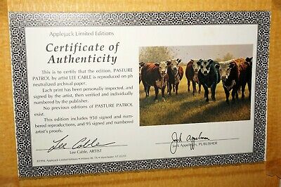 '93 Colorado Koa Framed Print 121/950 "Pasture Patrol" by Lee Cable (b1943)(***)