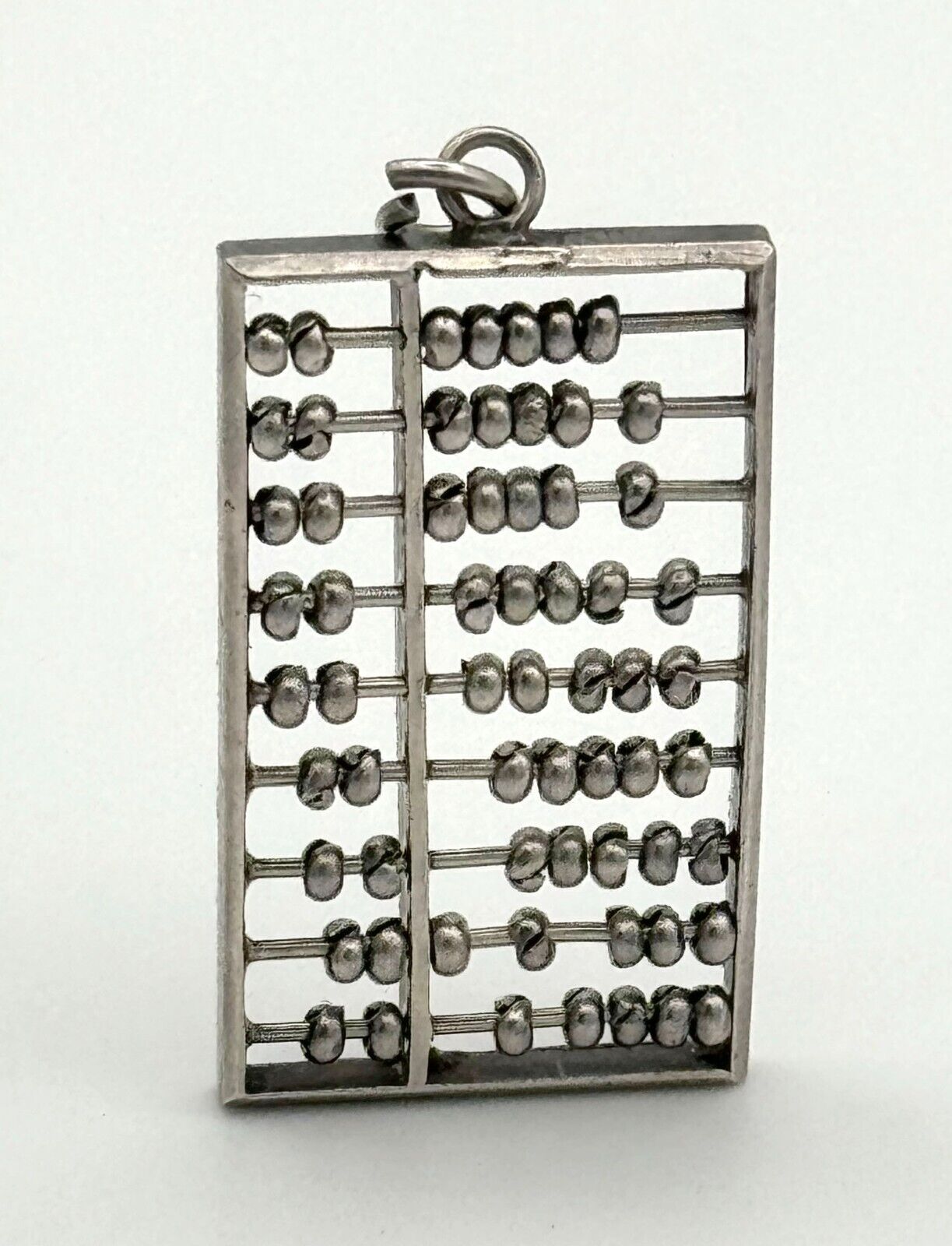 Vintage Silver Tiny Abacus Charm Calculator Pendant (HoJ)