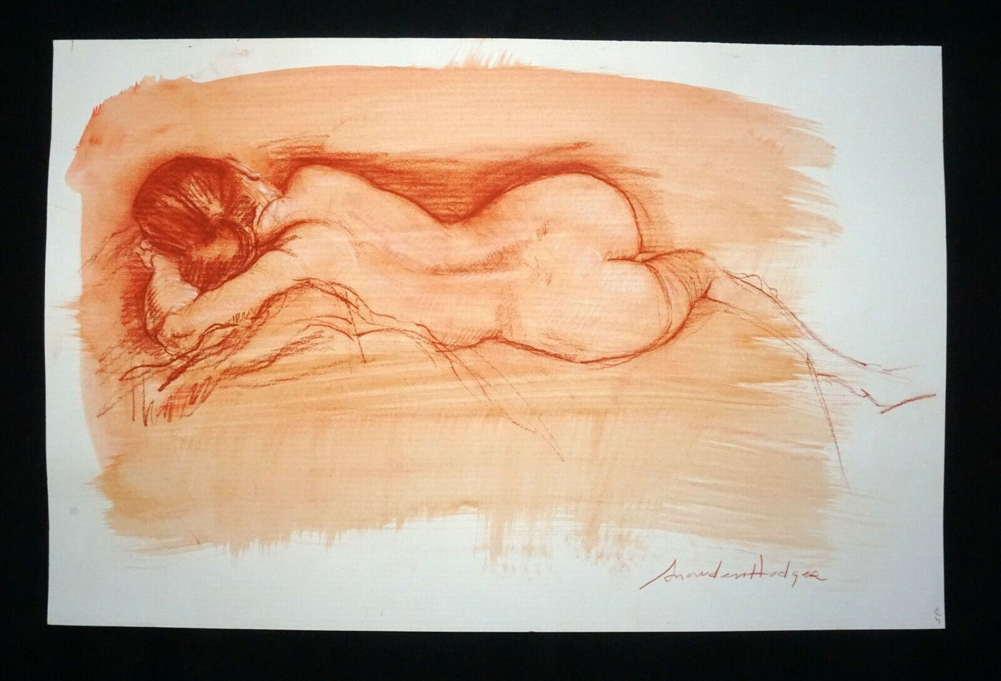 Hawaii Mixed Media Wash Painting Sleeping Female Nude Snowden Hodges(Sho)#126