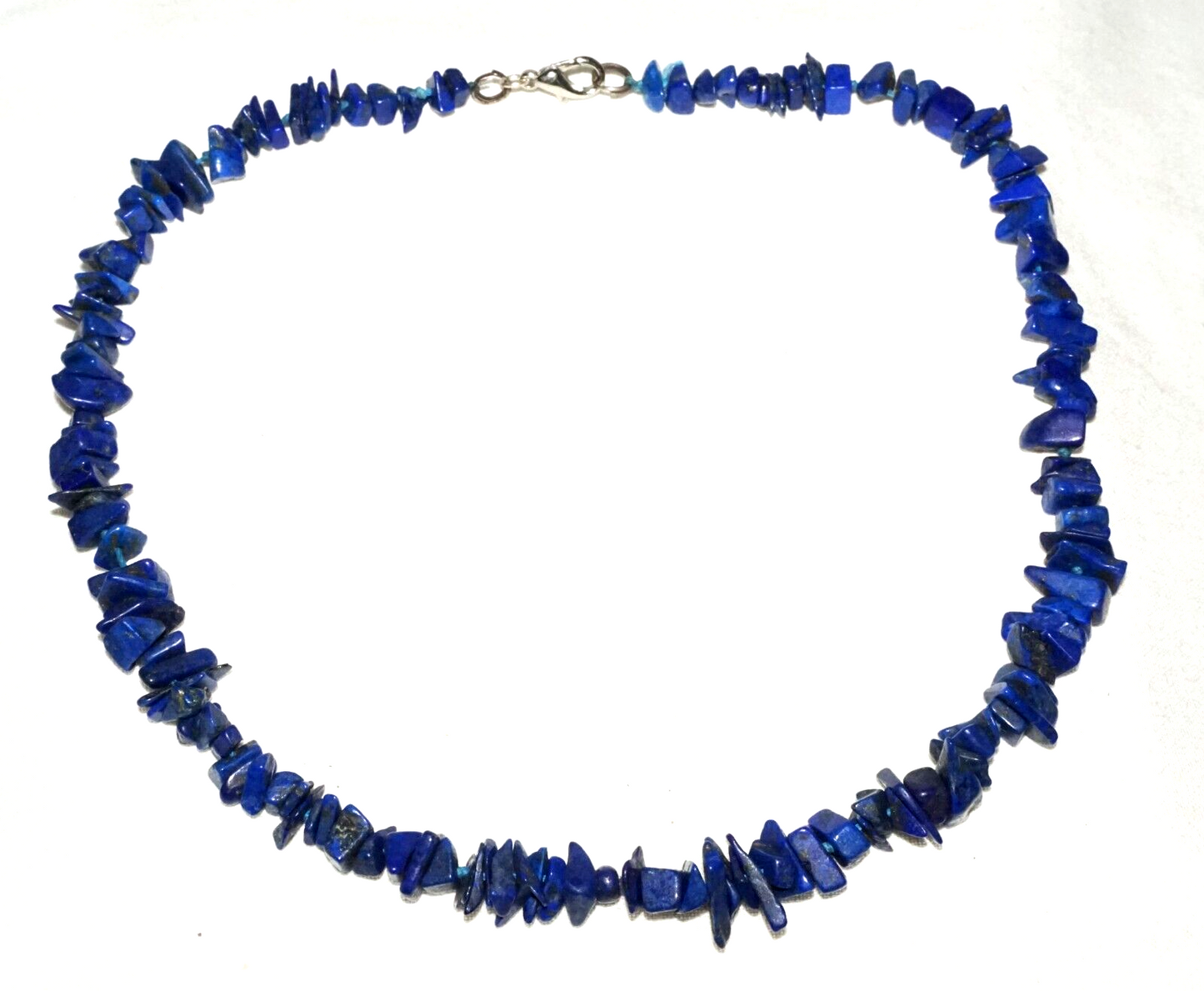 Vintage Lapis Lazuli Chip Bead Choker Necklace w. base Metal Clasp (GoB) #21