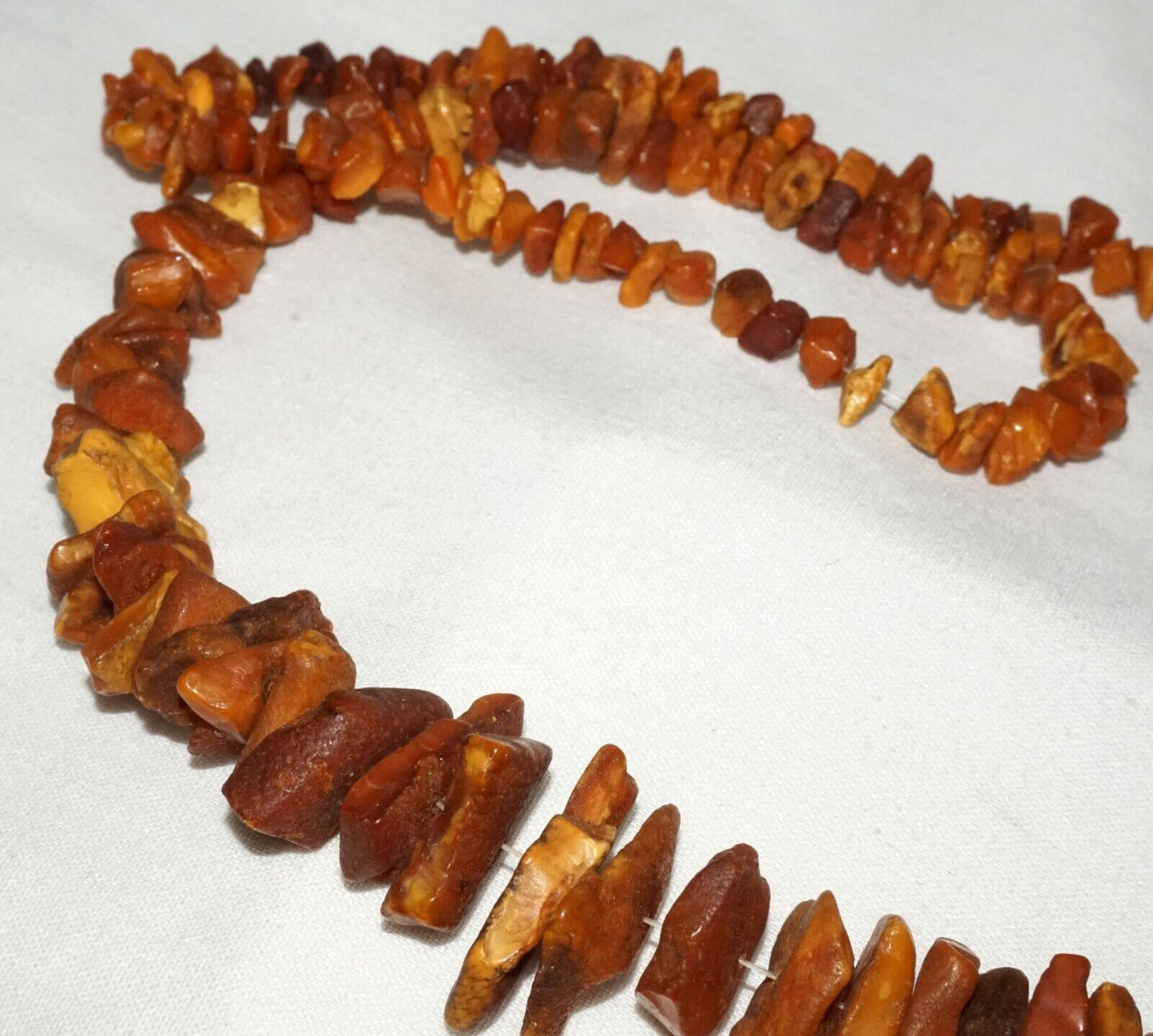 Vintage European Amber Chunk Graduated Bead Necklace (ShI)