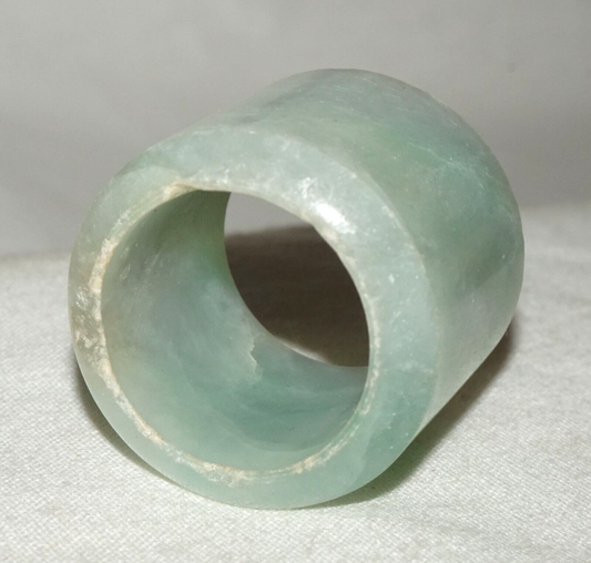 Antique Chinese Well Worn Blue Green Jadeite Jade Archers Ring Sz.12.25 (Les)L21