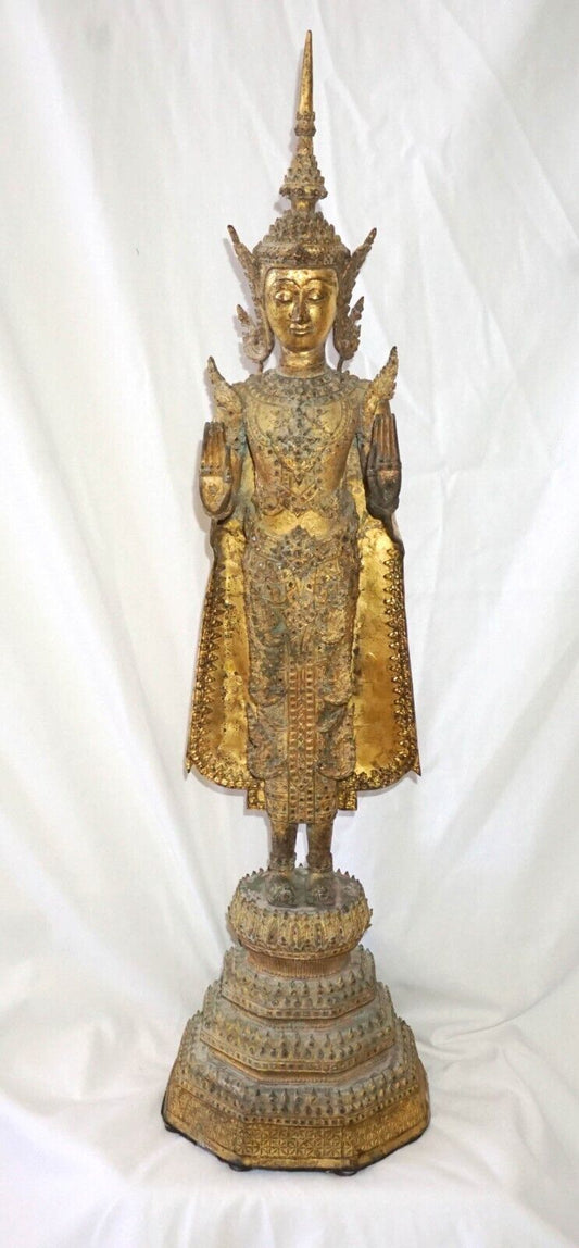 Antique Thai Antique Bronze Rattanakosin Buddha Statue (HiC)